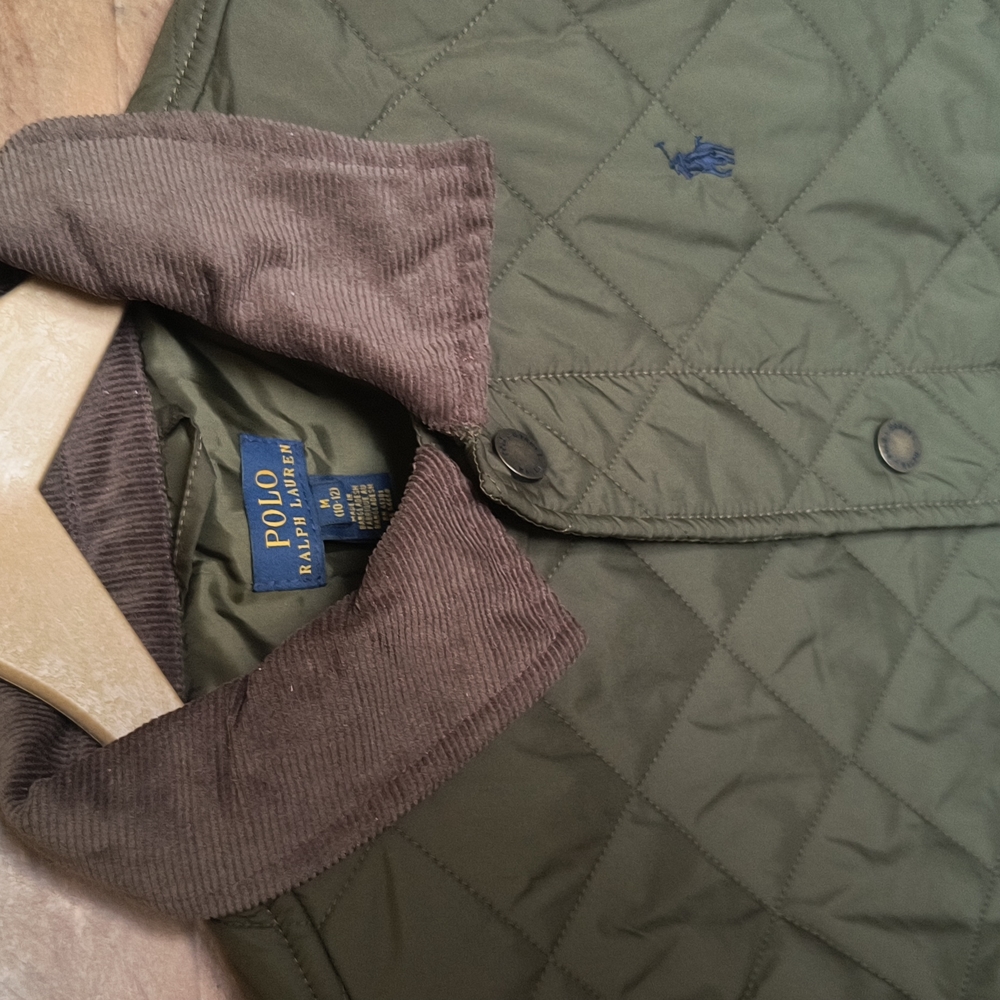 NWT Polo By Ralph Lauren Olive Green Quilted Barn Jacket Kids Sz Med - Picture 3 of 13